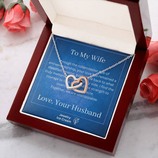 Gift for Wife - Rollercoaster Ride of Entrepreneurship Interlocking Hearts Necklace