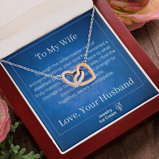 Gift for Wife - Rollercoaster Ride of Entrepreneurship Interlocking Hearts Necklace