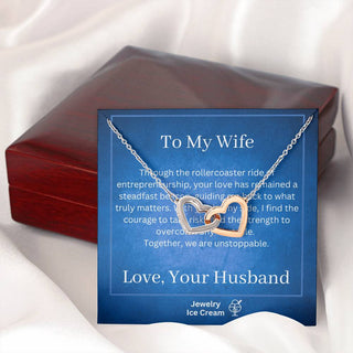 Gift for Wife - Rollercoaster Ride of Entrepreneurship Interlocking Hearts Necklace