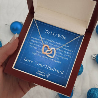 Gift for Wife - Rollercoaster Ride of Entrepreneurship Interlocking Hearts Necklace